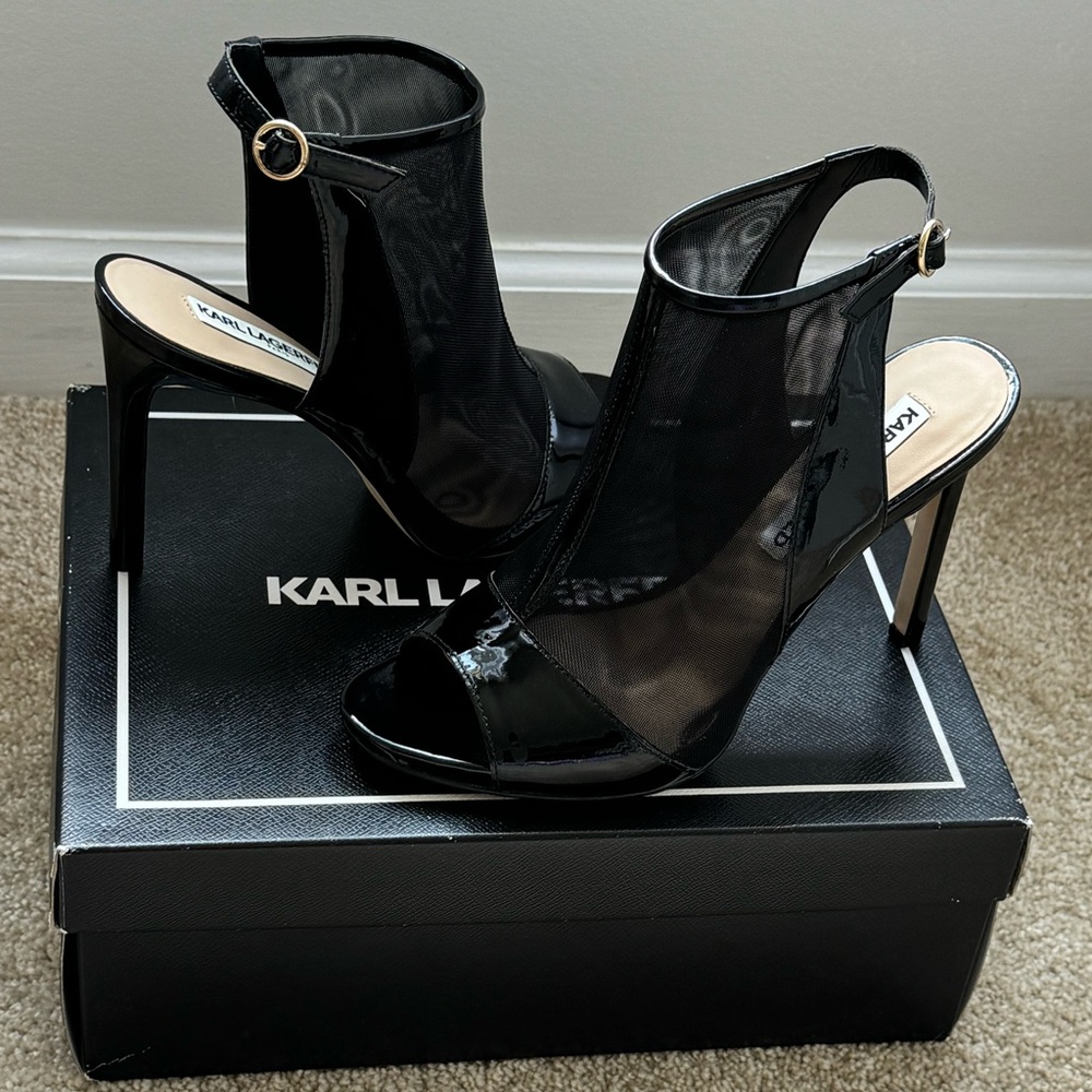 Karl Lagerfeld Paris Kim 2 Peep-Toe Mesh Heels